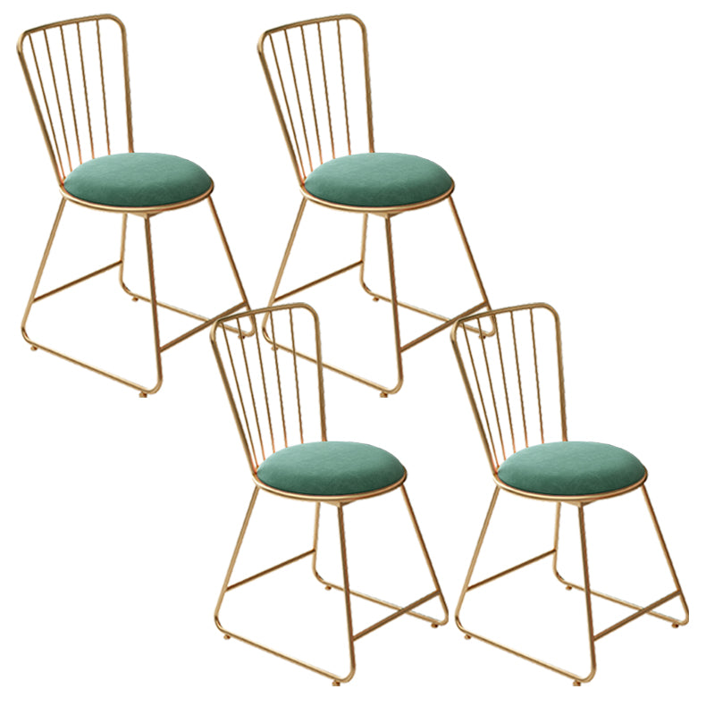 Silla de comedor de comedor lateral de patas de oro sin brazo tapizado glamoroso