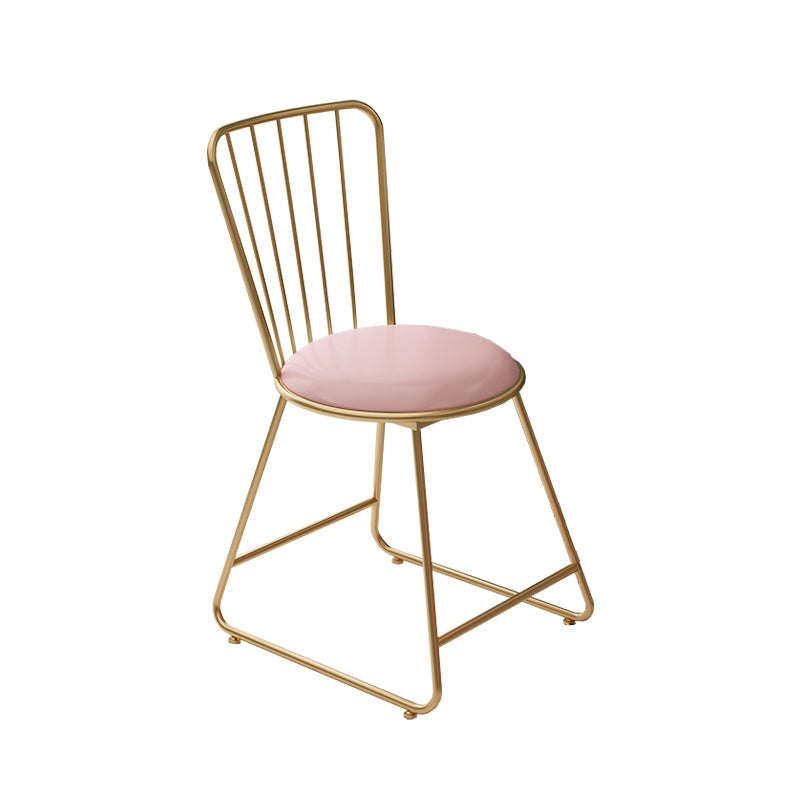 Silla de comedor de comedor lateral de patas de oro sin brazo tapizado glamoroso