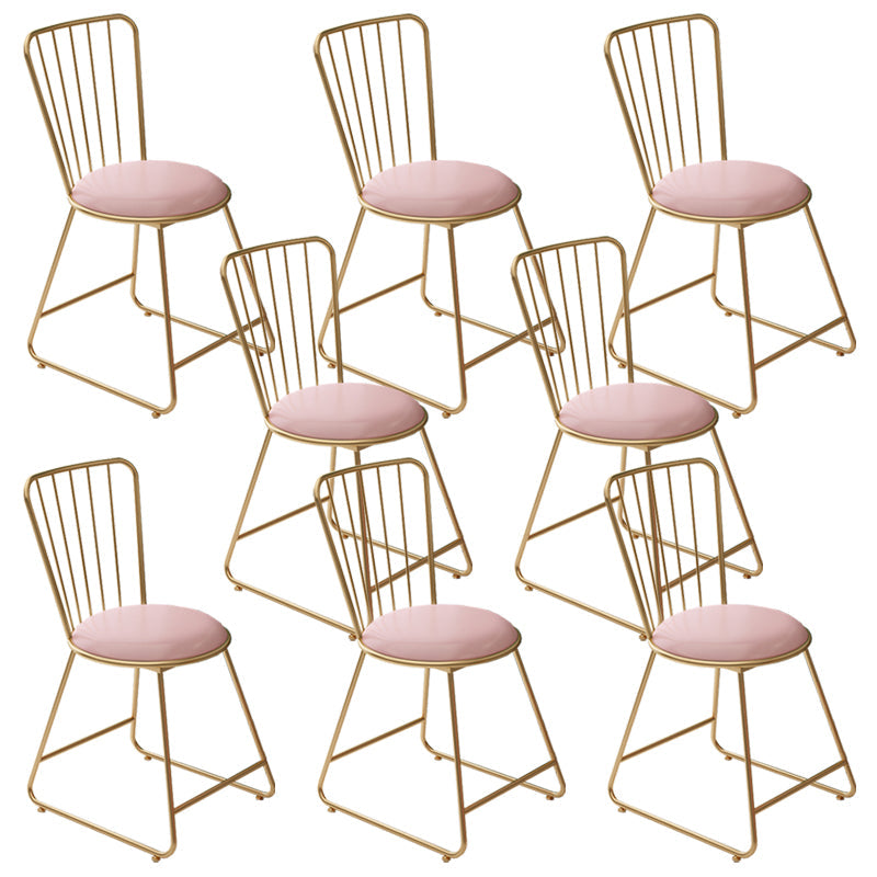 Silla de comedor de comedor lateral de patas de oro sin brazo tapizado glamoroso