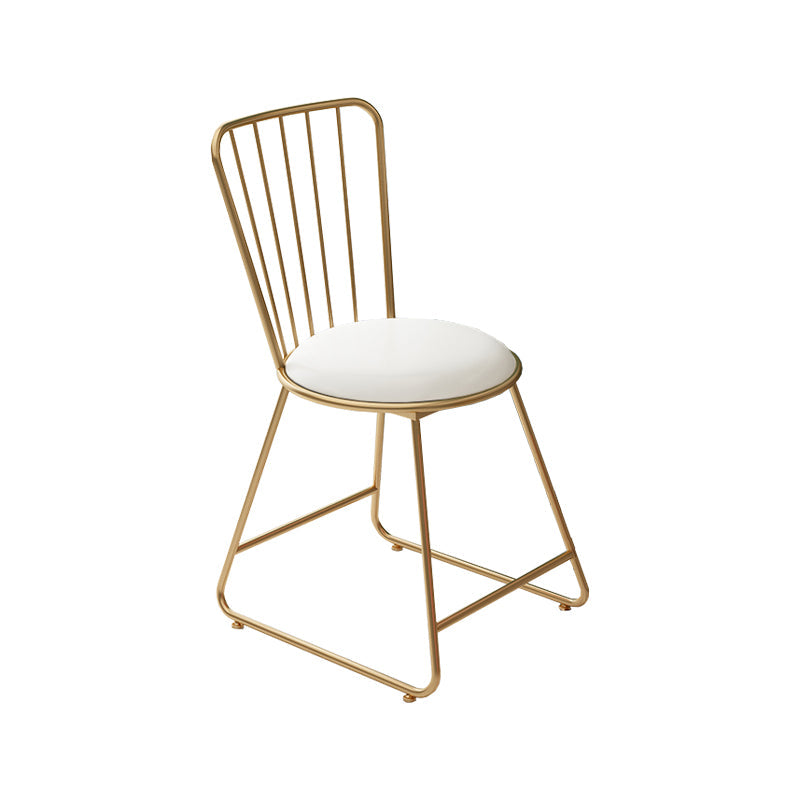 Silla de comedor de comedor lateral de patas de oro sin brazo tapizado glamoroso