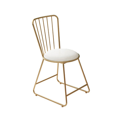 Silla de comedor de comedor lateral de patas de oro sin brazo tapizado glamoroso