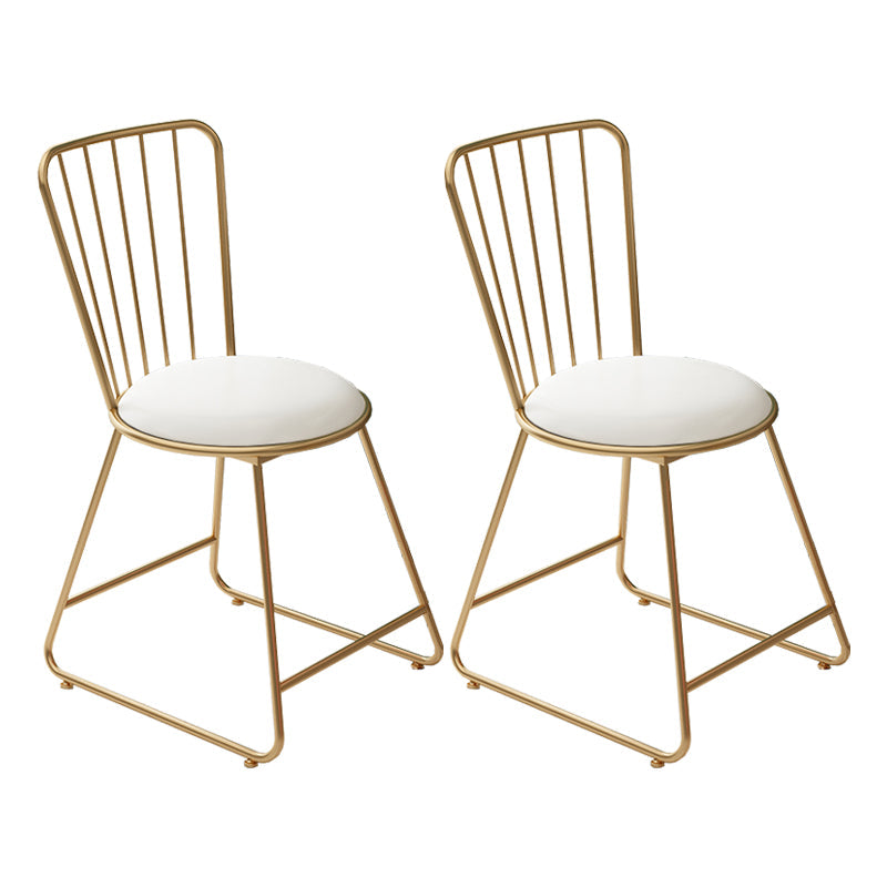 Silla de comedor de comedor lateral de patas de oro sin brazo tapizado glamoroso