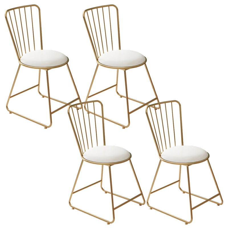 Silla de comedor de comedor lateral de patas de oro sin brazo tapizado glamoroso