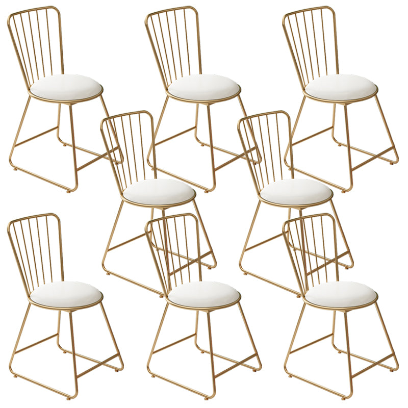 Silla de comedor de comedor lateral de patas de oro sin brazo tapizado glamoroso