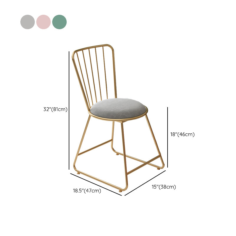 Silla de comedor de comedor lateral de patas de oro sin brazo tapizado glamoroso