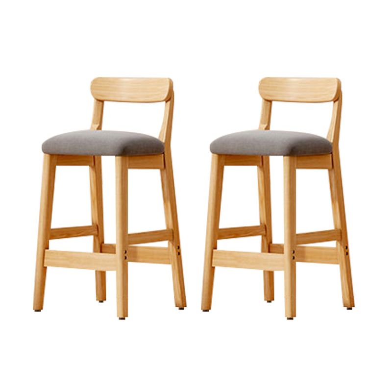 Modern Solid Wood Counter Stool Bar-height Low Back Bar Stool with Footrest Grey 2 Piece Set Clearhalo 'Bar Furniture' 'Bar Stools' 'bar_stools' 'furn' 'furn_bar_stools' 'Furniture' 'Kitchen & Dining Furniture' 7806429