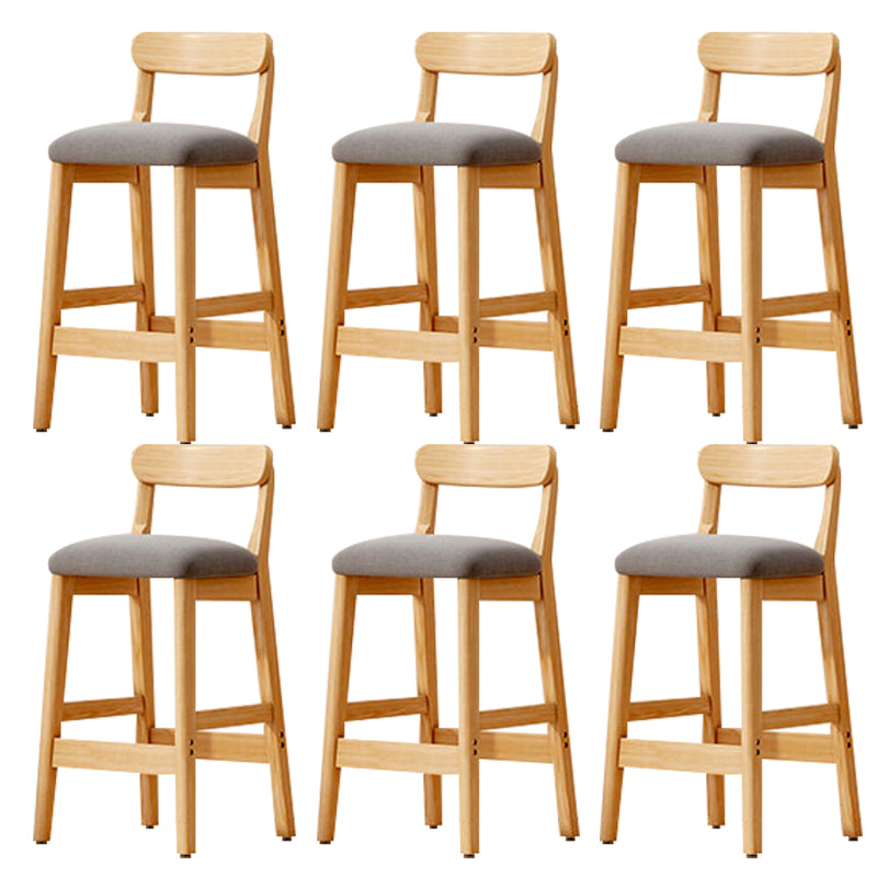 Modern Solid Wood Counter Stool Bar-height Low Back Bar Stool with Footrest Grey 6 Piece Set Clearhalo 'Bar Furniture' 'Bar Stools' 'bar_stools' 'furn' 'furn_bar_stools' 'Furniture' 'Kitchen & Dining Furniture' 7806432
