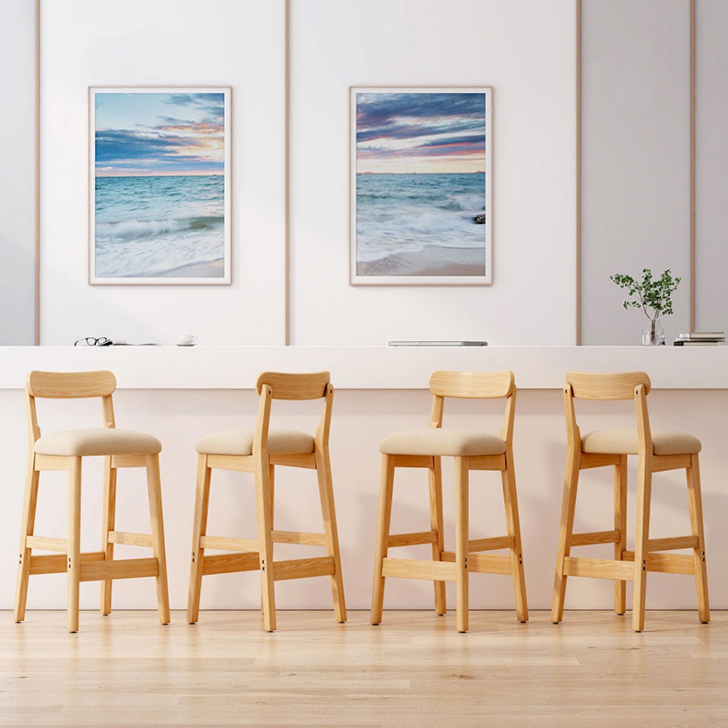 Modern Solid Wood Counter Stool Bar-height Low Back Bar Stool with Footrest Clearhalo 'Bar Furniture' 'Bar Stools' 'bar_stools' 'furn' 'furn_bar_stools' 'Furniture' 'Kitchen & Dining Furniture' 7806433