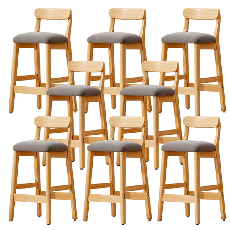 Modern Solid Wood Counter Stool Bar-height Low Back Bar Stool with Footrest Grey 8 Piece Set Clearhalo 'Bar Furniture' 'Bar Stools' 'bar_stools' 'furn' 'furn_bar_stools' 'Furniture' 'Kitchen & Dining Furniture' 7806435