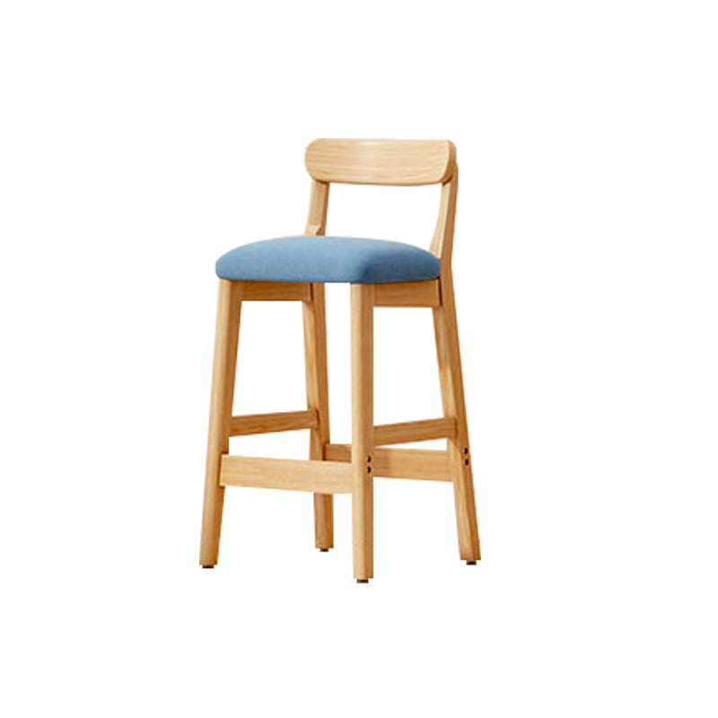 Modern Solid Wood Counter Stool Bar-height Low Back Bar Stool with Footrest Blue 1 Piece Clearhalo 'Bar Furniture' 'Bar Stools' 'bar_stools' 'furn' 'furn_bar_stools' 'Furniture' 'Kitchen & Dining Furniture' 7806437