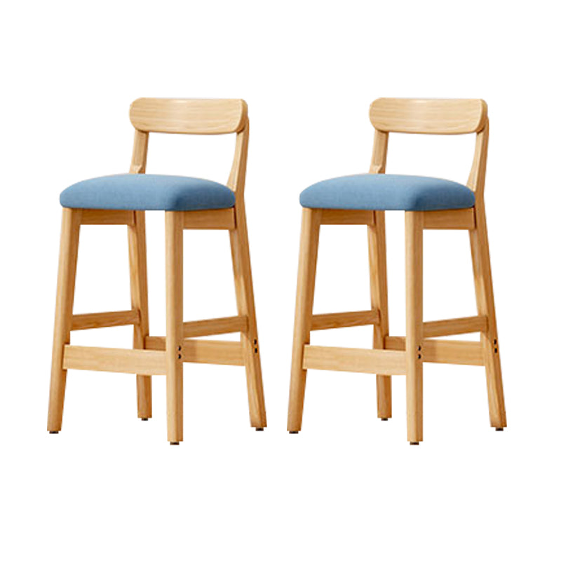 Modern Solid Wood Counter Stool Bar-height Low Back Bar Stool with Footrest Blue 2 Piece Set Clearhalo 'Bar Furniture' 'Bar Stools' 'bar_stools' 'furn' 'furn_bar_stools' 'Furniture' 'Kitchen & Dining Furniture' 7806439