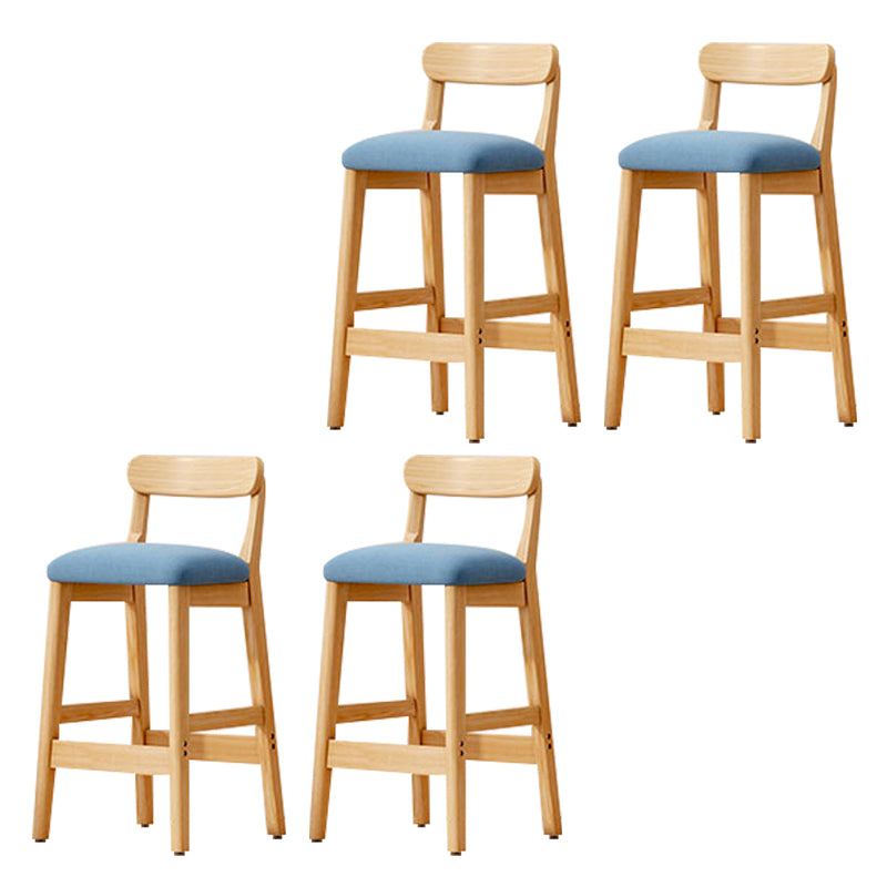 Modern Solid Wood Counter Stool Bar-height Low Back Bar Stool with Footrest Blue 4 Piece Set Clearhalo 'Bar Furniture' 'Bar Stools' 'bar_stools' 'furn' 'furn_bar_stools' 'Furniture' 'Kitchen & Dining Furniture' 7806441