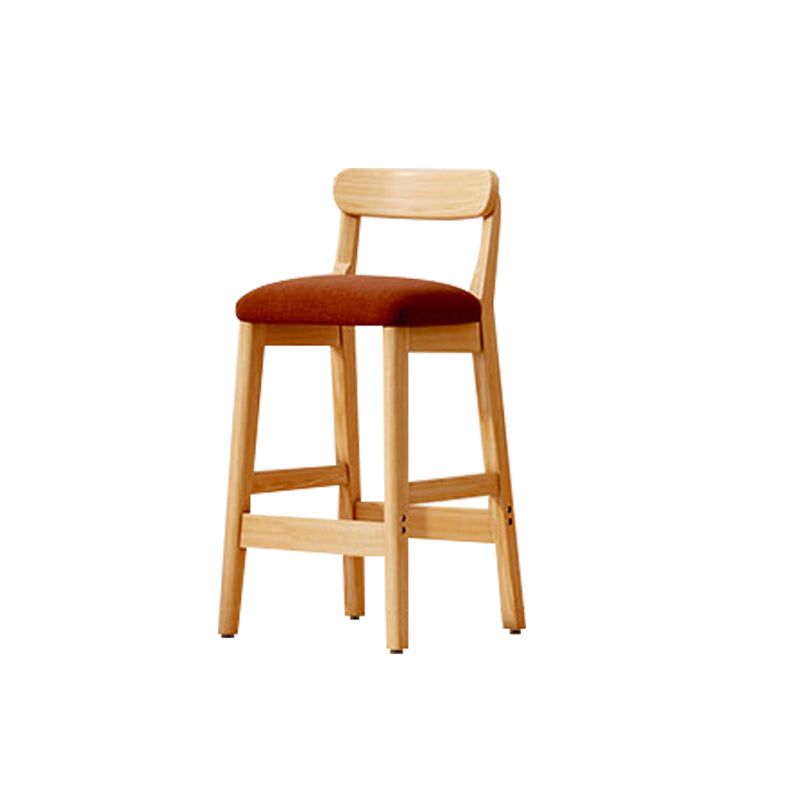 Modern Solid Wood Counter Stool Bar-height Low Back Bar Stool with Footrest Brown 1 Piece Clearhalo 'Bar Furniture' 'Bar Stools' 'bar_stools' 'furn' 'furn_bar_stools' 'Furniture' 'Kitchen & Dining Furniture' 7806447