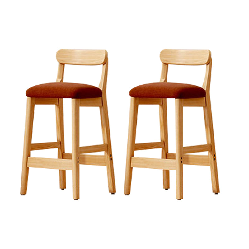 Modern Solid Wood Counter Stool Bar-height Low Back Bar Stool with Footrest Brown 2 Piece Set Clearhalo 'Bar Furniture' 'Bar Stools' 'bar_stools' 'furn' 'furn_bar_stools' 'Furniture' 'Kitchen & Dining Furniture' 7806448