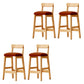 Modern Solid Wood Counter Stool Bar-height Low Back Bar Stool with Footrest Brown 4 Piece Set Clearhalo 'Bar Furniture' 'Bar Stools' 'bar_stools' 'furn' 'furn_bar_stools' 'Furniture' 'Kitchen & Dining Furniture' 7806449