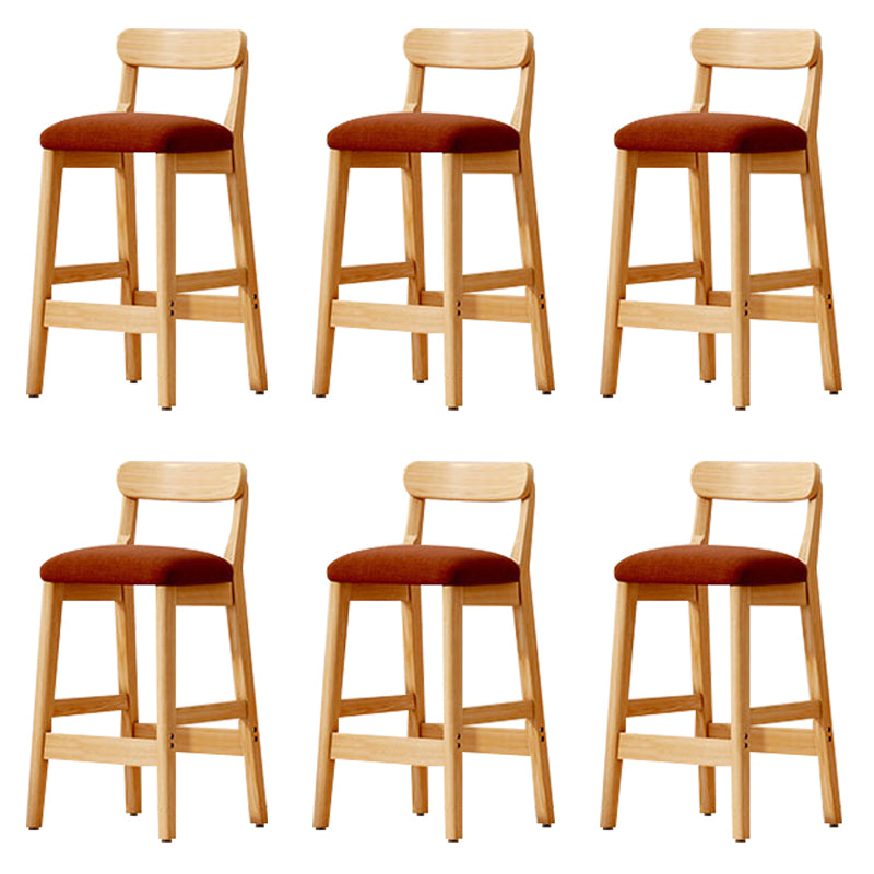 Modern Solid Wood Counter Stool Bar-height Low Back Bar Stool with Footrest Brown 6 Piece Set Clearhalo 'Bar Furniture' 'Bar Stools' 'bar_stools' 'furn' 'furn_bar_stools' 'Furniture' 'Kitchen & Dining Furniture' 7806450