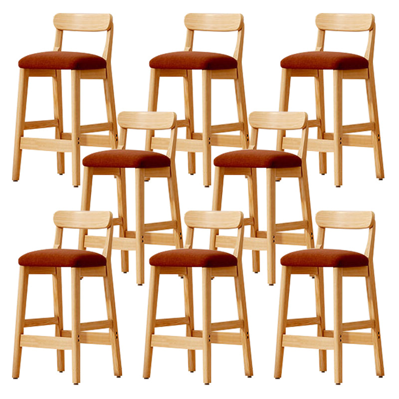Modern Solid Wood Counter Stool Bar-height Low Back Bar Stool with Footrest Brown 8 Piece Set Clearhalo 'Bar Furniture' 'Bar Stools' 'bar_stools' 'furn' 'furn_bar_stools' 'Furniture' 'Kitchen & Dining Furniture' 7806451