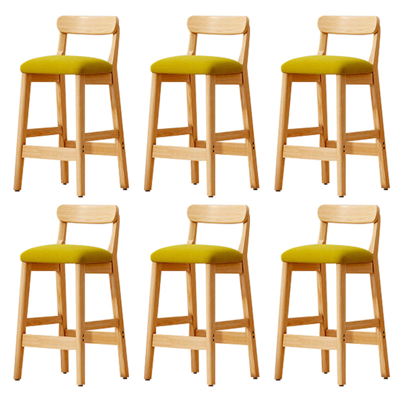 Modern Solid Wood Counter Stool Bar-height Low Back Bar Stool with Footrest Green 6 Piece Set Clearhalo 'Bar Furniture' 'Bar Stools' 'bar_stools' 'furn' 'furn_bar_stools' 'Furniture' 'Kitchen & Dining Furniture' 7806455