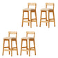 Modern Solid Wood Counter Stool Bar-height Low Back Bar Stool with Footrest Khaki 4 Piece Set Clearhalo 'Bar Furniture' 'Bar Stools' 'bar_stools' 'furn' 'furn_bar_stools' 'Furniture' 'Kitchen & Dining Furniture' 7806459