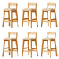 Modern Solid Wood Counter Stool Bar-height Low Back Bar Stool with Footrest Khaki 6 Piece Set Clearhalo 'Bar Furniture' 'Bar Stools' 'bar_stools' 'furn' 'furn_bar_stools' 'Furniture' 'Kitchen & Dining Furniture' 7806460