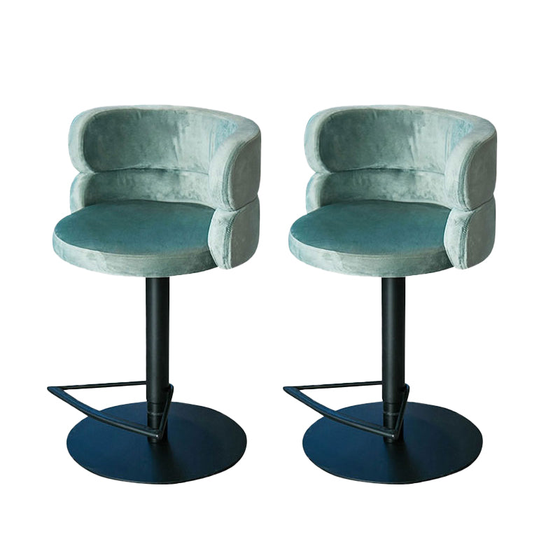 Green Bar Stools Adjustable Height Swivel Dining Stools with Metal Base
