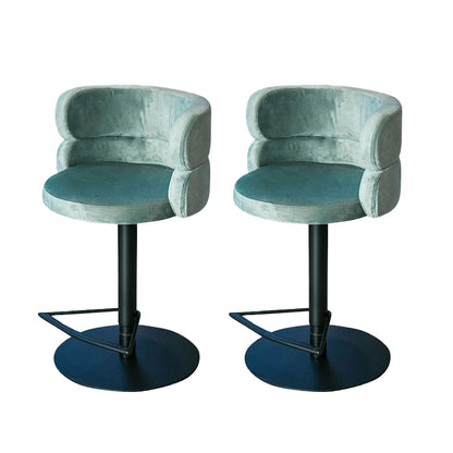 Green Bar Stools Adjustable Height Swivel Dining Stools with Metal Base