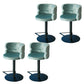 Green Bar Stools Adjustable Height Swivel Dining Stools with Metal Base