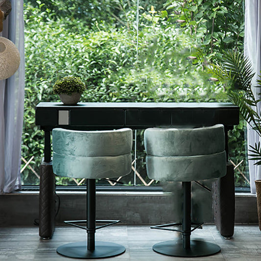 Green Bar Stools Adjustable Height Swivel Dining Stools with Metal Base