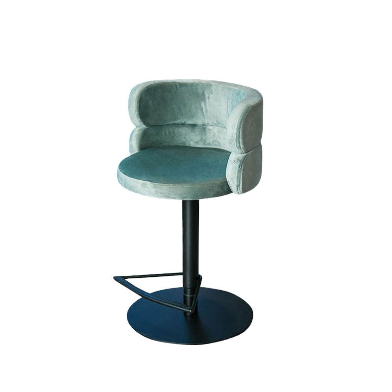 Green Bar Stools Adjustable Height Swivel Dining Stools with Metal Base