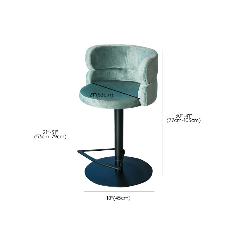 Green Bar Stools Adjustable Height Swivel Dining Stools with Metal Base