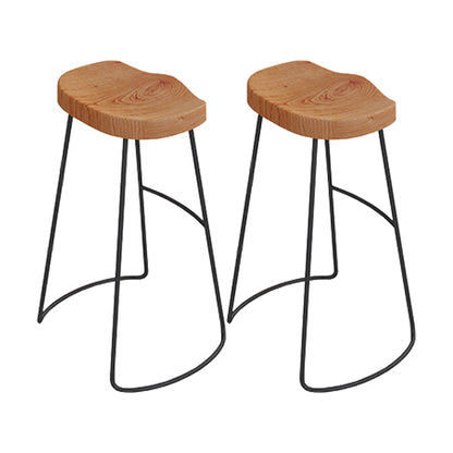 Wood Backless Dining Stools Contemporary Bar Stools with Footrest 2 Piece Set Clearhalo 'Bar Furniture' 'Bar Stools' 'bar_stools' 'furn' 'furn_bar_stools' 'Furniture' 'Kitchen & Dining Furniture' 7806478