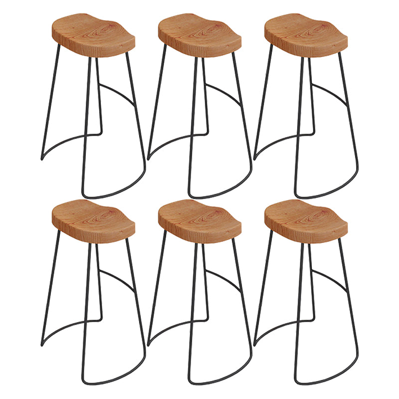 Wood Backless Dining Stools Contemporary Bar Stools with Footrest 6 Piece Set Clearhalo 'Bar Furniture' 'Bar Stools' 'bar_stools' 'furn' 'furn_bar_stools' 'Furniture' 'Kitchen & Dining Furniture' 7806481