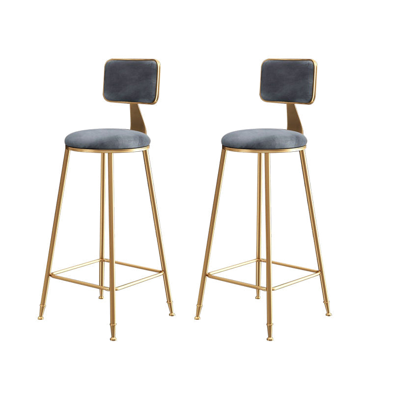 Glam Gold Legs Bar Stools Living Room Upholstered Counter Chair Grey 2 Piece Set Clearhalo 'Bar Furniture' 'Bar Stools' 'bar_stools' 'furn' 'furn_bar_stools' 'Furniture' 'Kitchen & Dining Furniture' 7806490