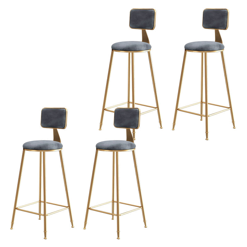 Glam Gold Legs Bar Stools Living Room Upholstered Counter Chair Grey 4 Piece Set Clearhalo 'Bar Furniture' 'Bar Stools' 'bar_stools' 'furn' 'furn_bar_stools' 'Furniture' 'Kitchen & Dining Furniture' 7806491