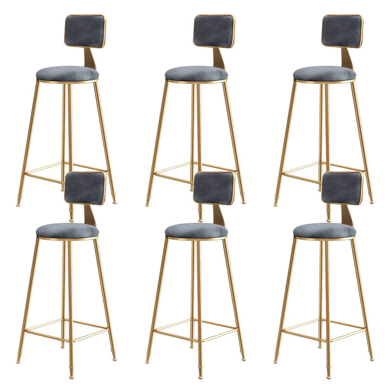 Glam Gold Legs Bar Stools Living Room Upholstered Counter Chair Grey 6 Piece Set Clearhalo 'Bar Furniture' 'Bar Stools' 'bar_stools' 'furn' 'furn_bar_stools' 'Furniture' 'Kitchen & Dining Furniture' 7806494