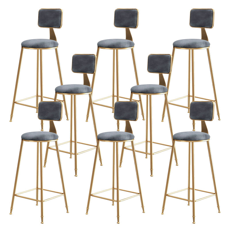 Glam Gold Legs Bar Stools Living Room Upholstered Counter Chair Grey 8 Piece Set Clearhalo 'Bar Furniture' 'Bar Stools' 'bar_stools' 'furn' 'furn_bar_stools' 'Furniture' 'Kitchen & Dining Furniture' 7806495
