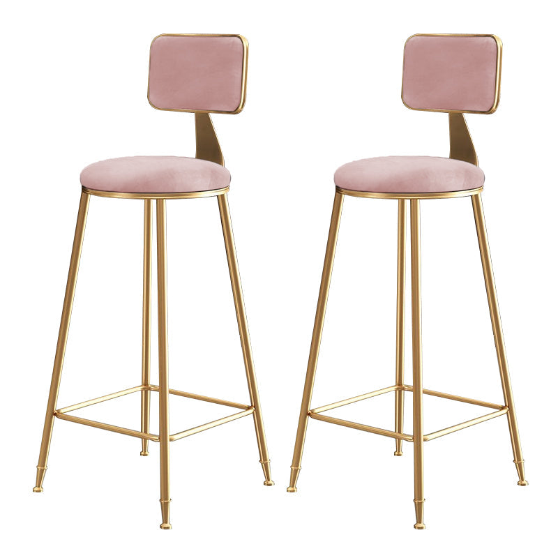 Glam Gold Legs Bar Stools Living Room Upholstered Counter Chair Pink 2 Piece Set Clearhalo 'Bar Furniture' 'Bar Stools' 'bar_stools' 'furn' 'furn_bar_stools' 'Furniture' 'Kitchen & Dining Furniture' 7806498