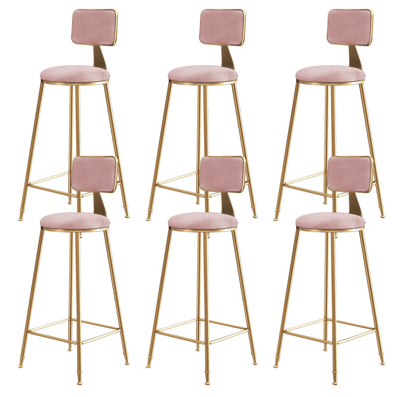 Glam Gold Legs Bar Stools Living Room Upholstered Counter Chair Pink 6 Piece Set Clearhalo 'Bar Furniture' 'Bar Stools' 'bar_stools' 'furn' 'furn_bar_stools' 'Furniture' 'Kitchen & Dining Furniture' 7806503