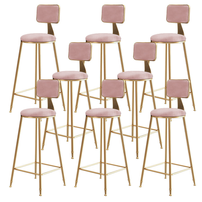 Glam Gold Legs Bar Stools Living Room Upholstered Counter Chair Pink 8 Piece Set Clearhalo 'Bar Furniture' 'Bar Stools' 'bar_stools' 'furn' 'furn_bar_stools' 'Furniture' 'Kitchen & Dining Furniture' 7806504