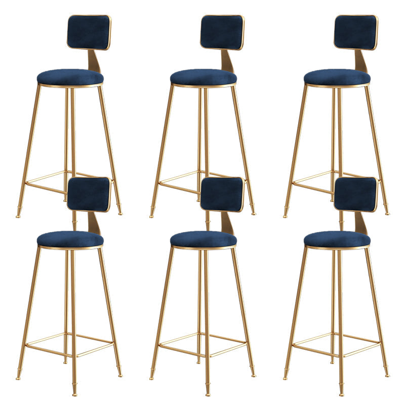 Glam Gold Legs Bar Stools Living Room Upholstered Counter Chair Blue 6 Piece Set Clearhalo 'Bar Furniture' 'Bar Stools' 'bar_stools' 'furn' 'furn_bar_stools' 'Furniture' 'Kitchen & Dining Furniture' 7806507