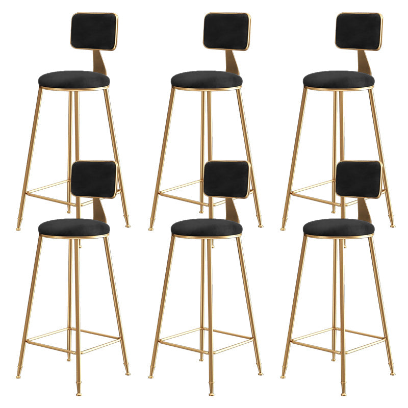 Glam Gold Legs Bar Stools Living Room Upholstered Counter Chair Black 6 Piece Set Clearhalo 'Bar Furniture' 'Bar Stools' 'bar_stools' 'furn' 'furn_bar_stools' 'Furniture' 'Kitchen & Dining Furniture' 7806511