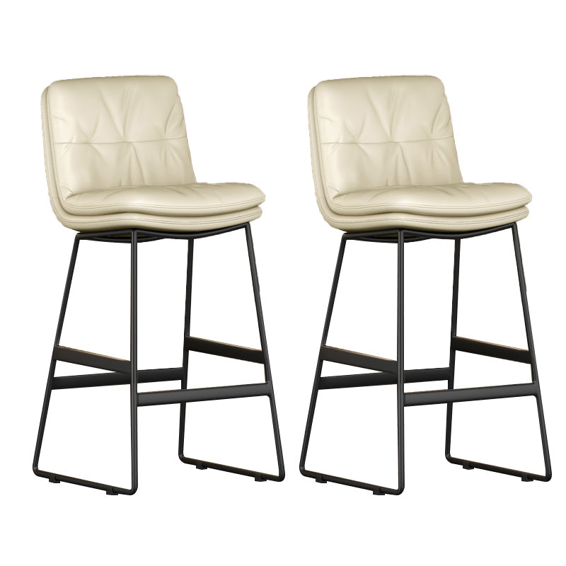 Faux Leather Bar Stools Industrial Metal Patio Bar Stool with Black Legs Off-White 2 Piece Set Clearhalo 'Bar Furniture' 'Bar Stools' 'bar_stools' 'furn' 'furn_bar_stools' 'Furniture' 'Kitchen & Dining Furniture' 7806564