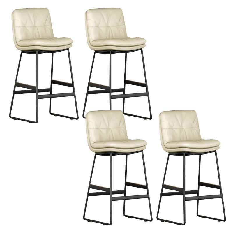 Faux Leather Bar Stools Industrial Metal Patio Bar Stool with Black Legs Off-White 4 Piece Set Clearhalo 'Bar Furniture' 'Bar Stools' 'bar_stools' 'furn' 'furn_bar_stools' 'Furniture' 'Kitchen & Dining Furniture' 7806565