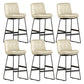 Faux Leather Bar Stools Industrial Metal Patio Bar Stool with Black Legs Off-White 6 Piece Set Clearhalo 'Bar Furniture' 'Bar Stools' 'bar_stools' 'furn' 'furn_bar_stools' 'Furniture' 'Kitchen & Dining Furniture' 7806567