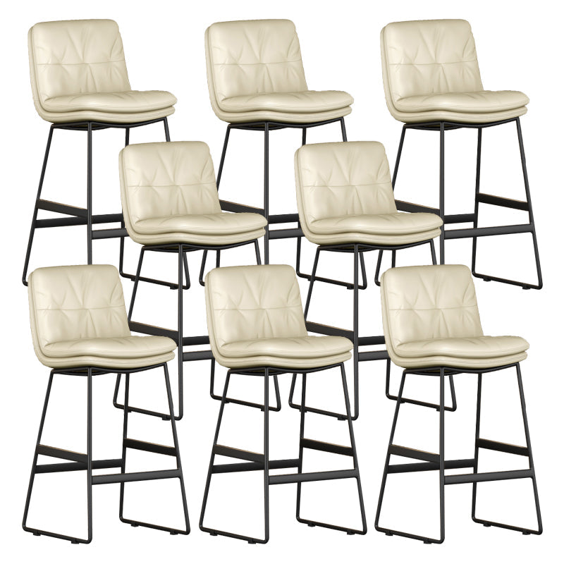 Faux Leather Bar Stools Industrial Metal Patio Bar Stool with Black Legs Off-White 8 Piece Set Clearhalo 'Bar Furniture' 'Bar Stools' 'bar_stools' 'furn' 'furn_bar_stools' 'Furniture' 'Kitchen & Dining Furniture' 7806569