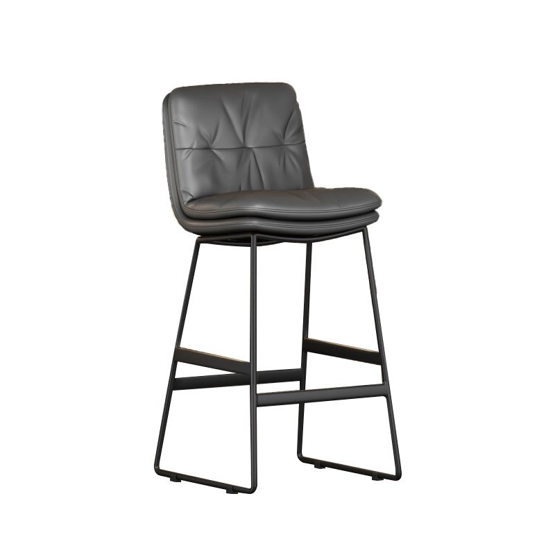 Faux Leather Bar Stools Industrial Metal Patio Bar Stool with Black Legs Dark Gray 1 Piece Clearhalo 'Bar Furniture' 'Bar Stools' 'bar_stools' 'furn' 'furn_bar_stools' 'Furniture' 'Kitchen & Dining Furniture' 7806571