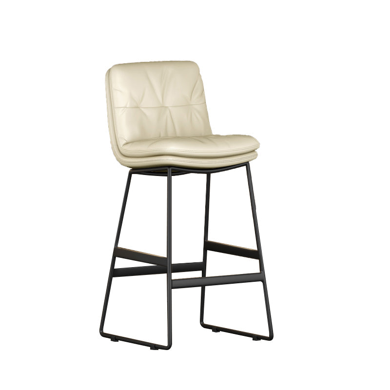 Faux Leather Bar Stools Industrial Metal Patio Bar Stool with Black Legs Off-White 1 Piece Clearhalo 'Bar Furniture' 'Bar Stools' 'bar_stools' 'furn' 'furn_bar_stools' 'Furniture' 'Kitchen & Dining Furniture' 7806572