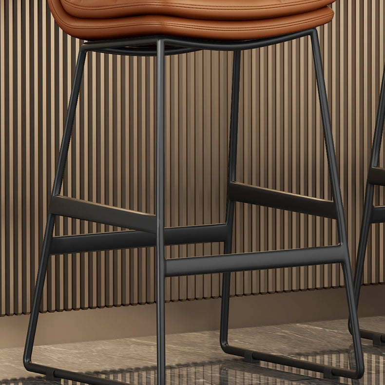 Faux Leather Bar Stools Industrial Metal Patio Bar Stool with Black Legs Clearhalo 'Bar Furniture' 'Bar Stools' 'bar_stools' 'furn' 'furn_bar_stools' 'Furniture' 'Kitchen & Dining Furniture' 7806573