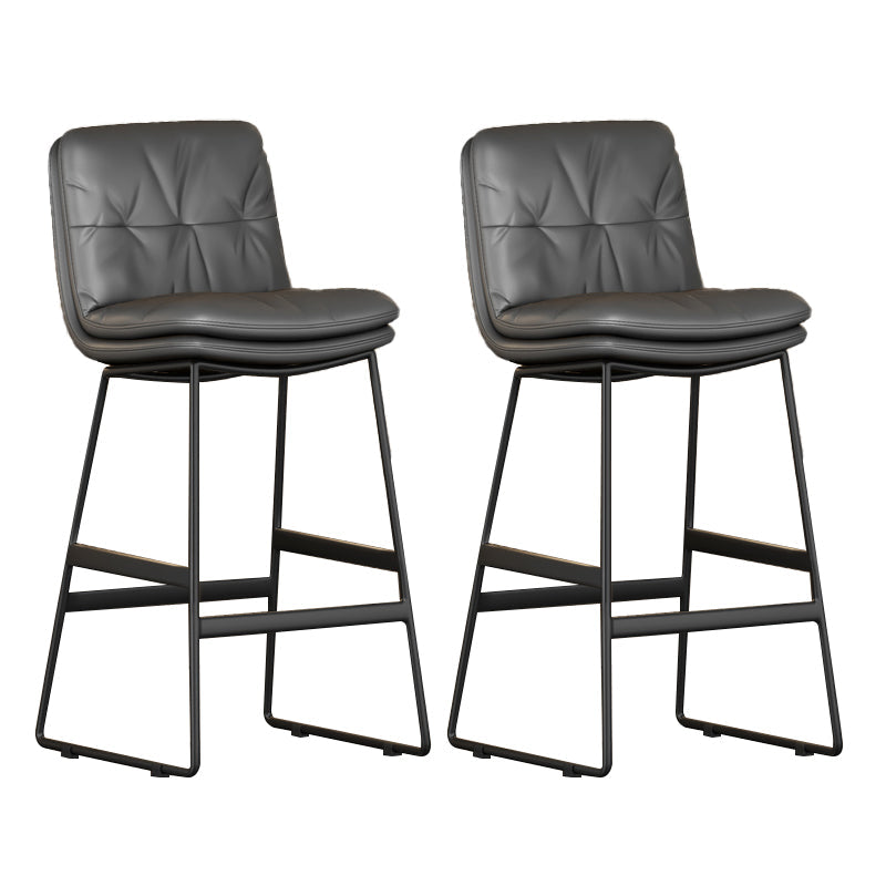 Faux Leather Bar Stools Industrial Metal Patio Bar Stool with Black Legs Dark Gray 2 Piece Set Clearhalo 'Bar Furniture' 'Bar Stools' 'bar_stools' 'furn' 'furn_bar_stools' 'Furniture' 'Kitchen & Dining Furniture' 7806574