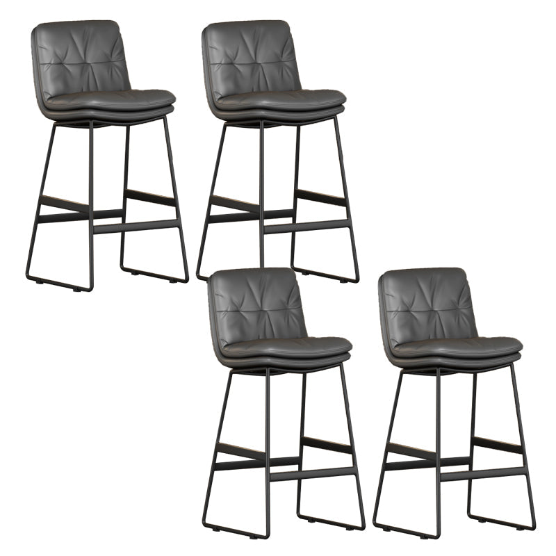 Faux Leather Bar Stools Industrial Metal Patio Bar Stool with Black Legs Dark Gray 4 Piece Set Clearhalo 'Bar Furniture' 'Bar Stools' 'bar_stools' 'furn' 'furn_bar_stools' 'Furniture' 'Kitchen & Dining Furniture' 7806576